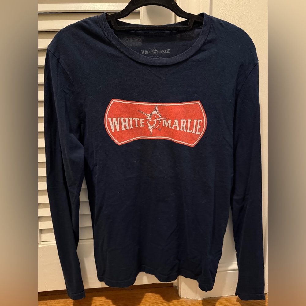 White Marlie Navy Long Sleeve Shirt